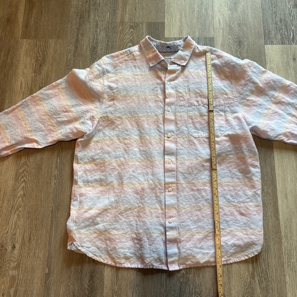 Tommy‎ Bahama Barbados Breeze Linen Shirt Men XL Pastel Flip Cuff Stretch - Picture 14 of 16